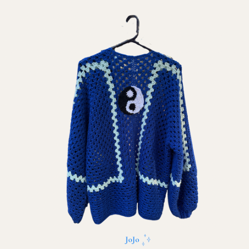 Oversized Granny Square Cardigan - Throat Chakra